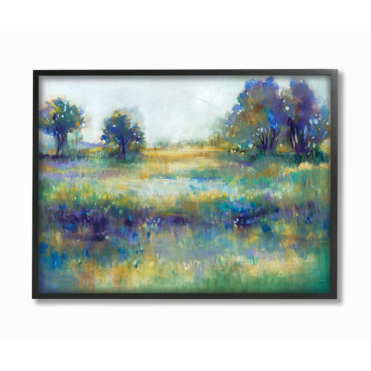 Stupell Industries Wetland Watercolor Landscape Abstract Painting Black Framed Wall Art